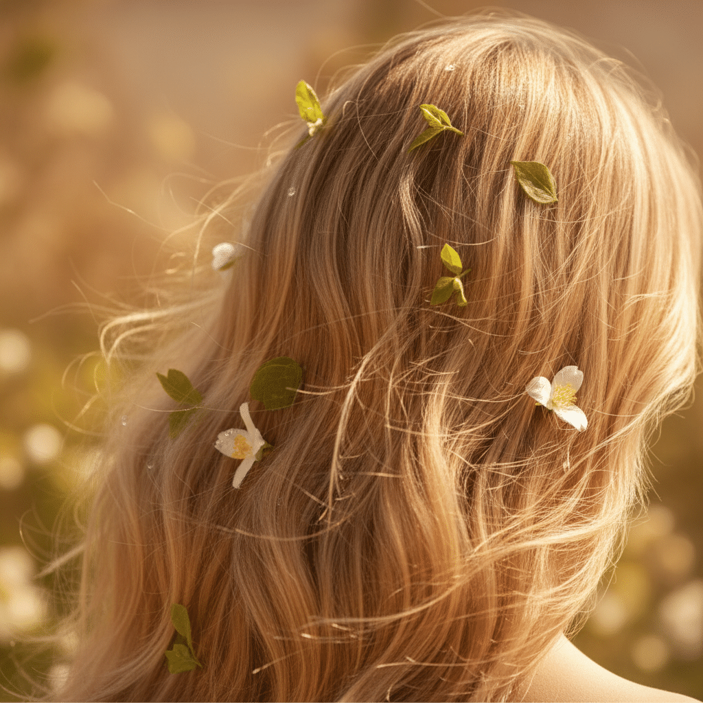 Light blonde hair with subtle sun-kissed shine