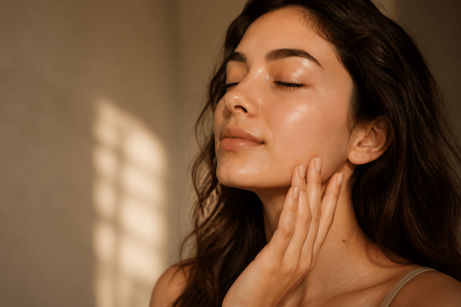 Healthy glowing skin with calm complexion showcasing soothing skincare benefits